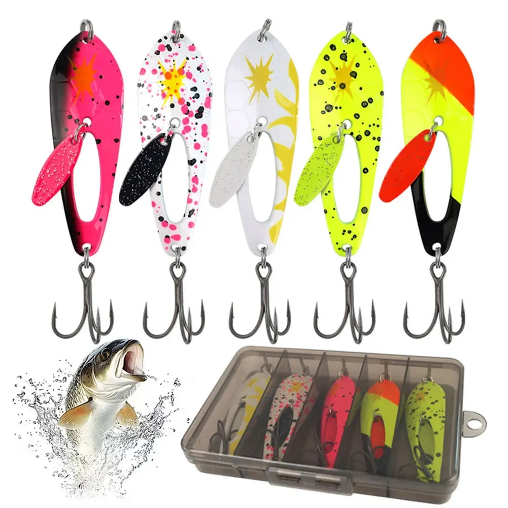5-Pack Metal Spoon Fishing Lures with Treble Hooks Fishing Lures Peaceful Pleasures Health and Wellness france