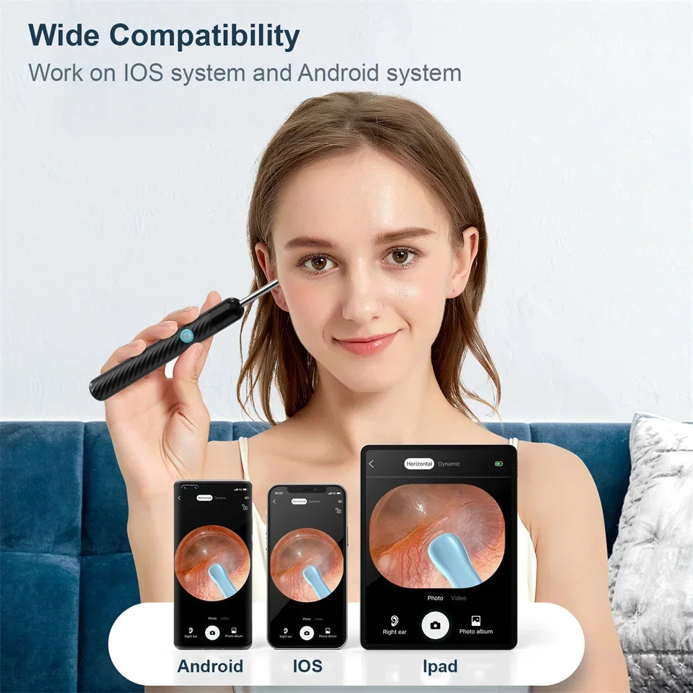 1Set Ear Cleaner with Camera HD Wireless Earwax Remover LED Lights Waterproof Otoscope Ear Wax Removal Kit for Ios Android Peaceful Pleasures Health and Wellness