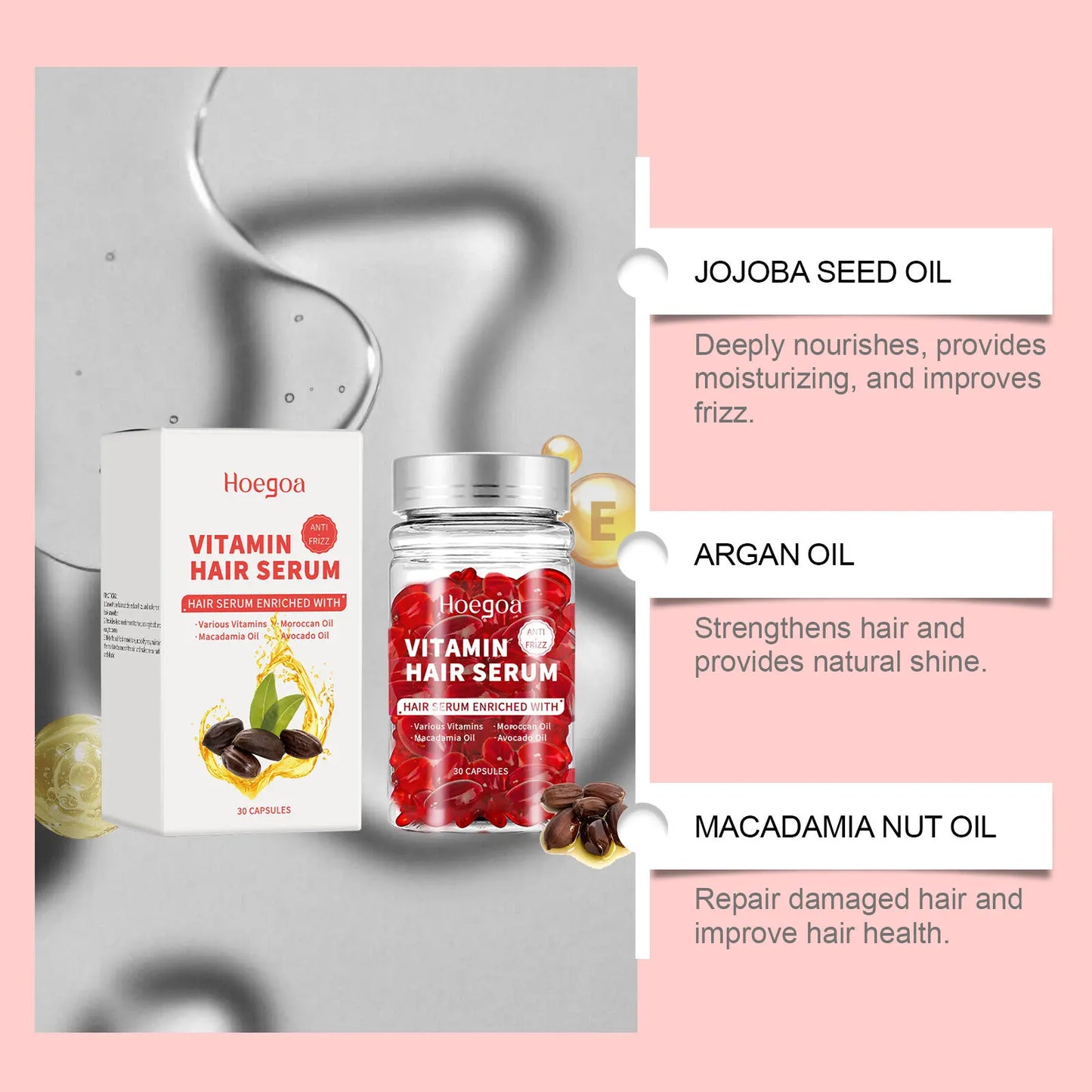 HOEGOA Vitamin Hair Growth Oil Capsules | Nourish & Thicken