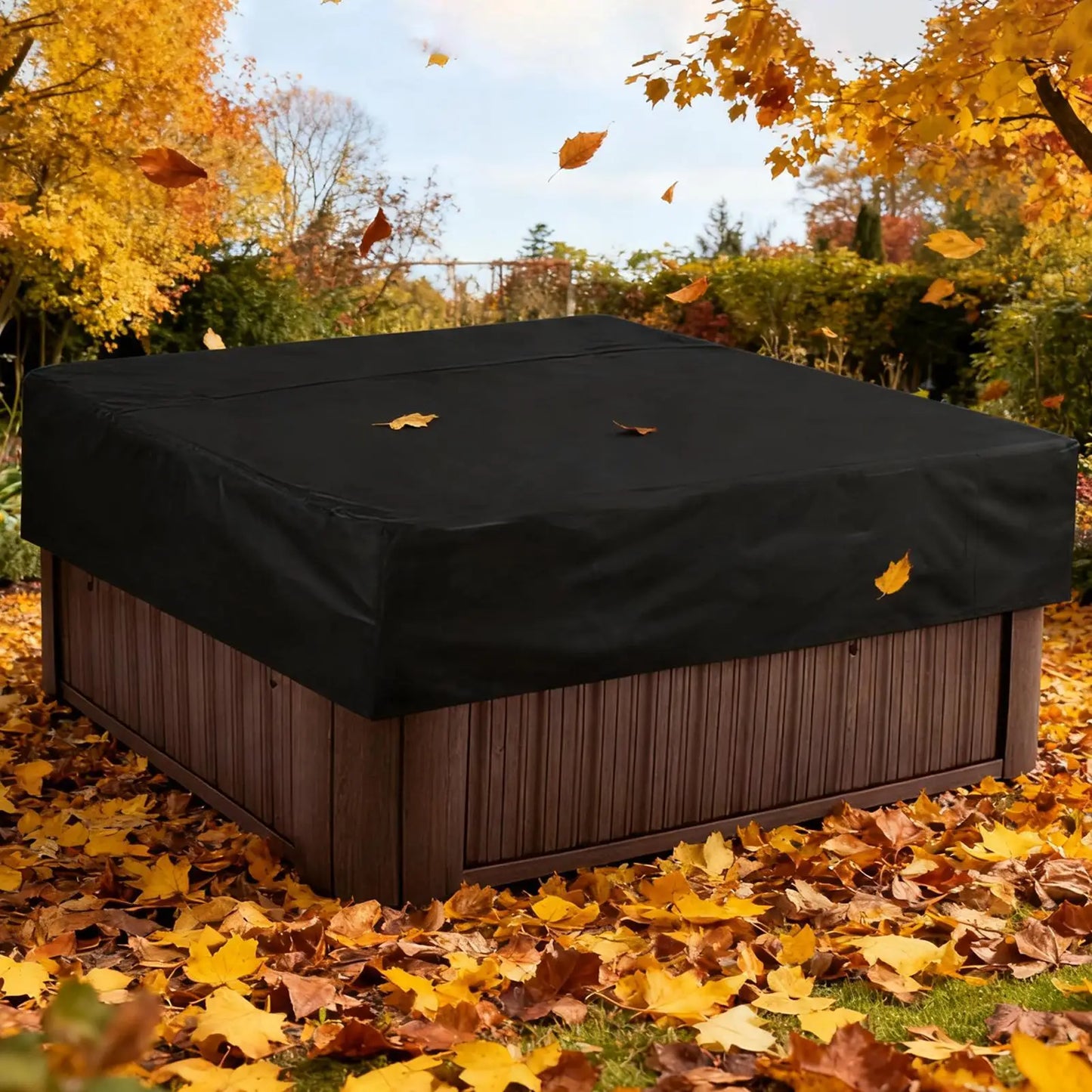 220x220x30cm Waterproof & UV Resistant Hot Tub Cover Protector Square Spa Cover Caps for Outdoor Garden Backyard Poolside Use Peaceful Pleasures Health and Wellness