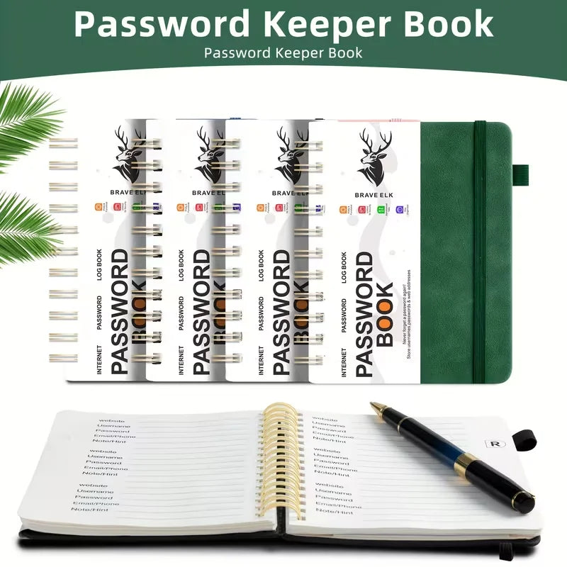 B6 Spiral Bound Password Book Alphabetical Tabs Hardcover Internet