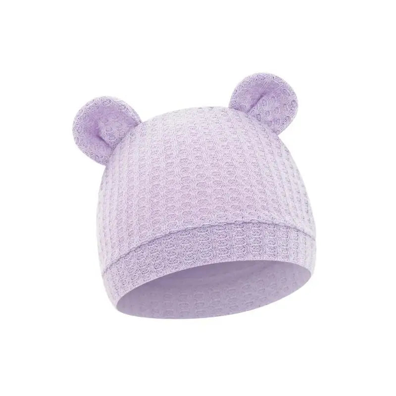 Bear Ear Newborn Baby Hat | Waffle Knit Stretchy Cap 0–24 Months