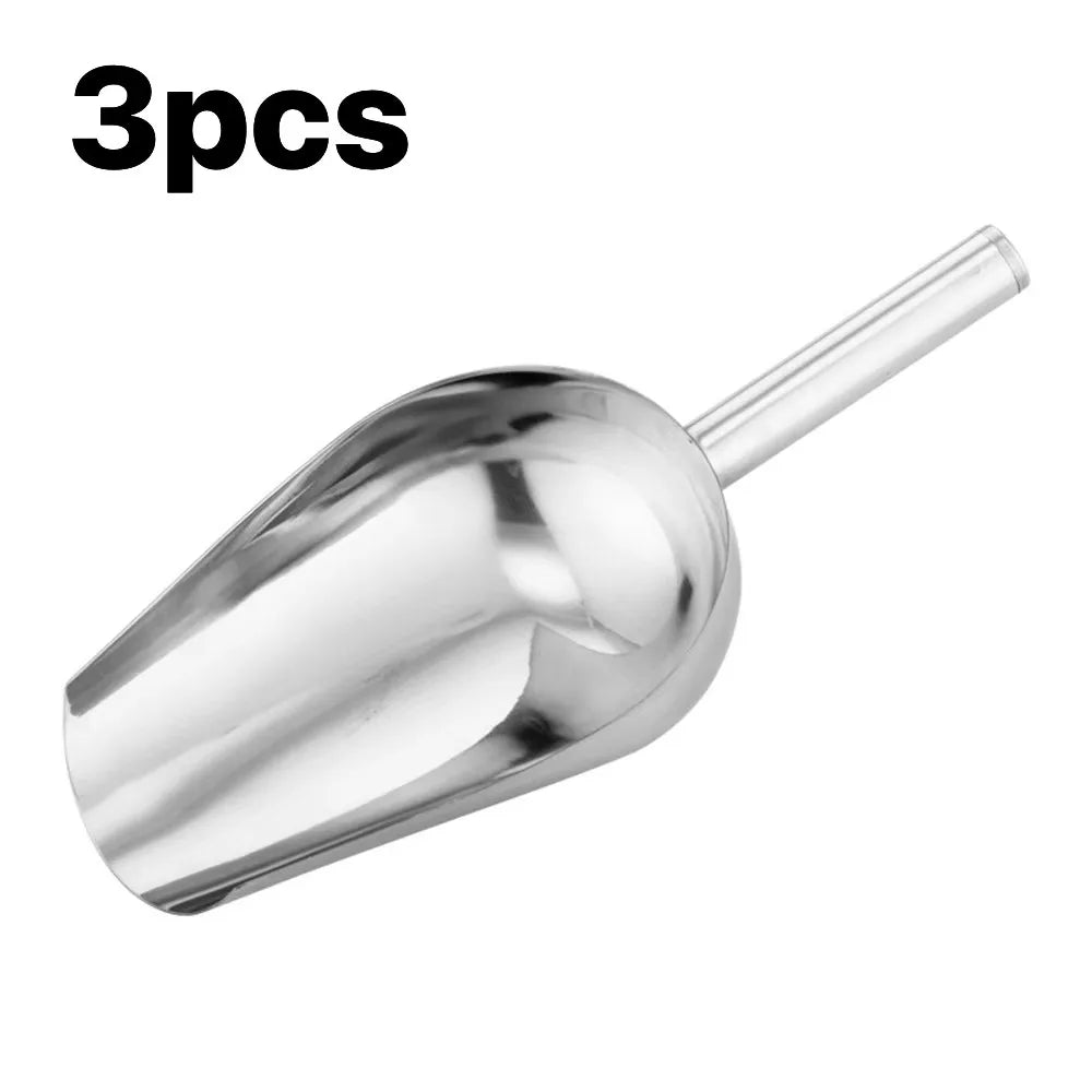Multi functional metal ice spoon - ice bucket stainless steel small ice spoon - kitchen small tool biscuit flour pet dog food sp Peaceful Pleasures Health and Wellness 3pcs