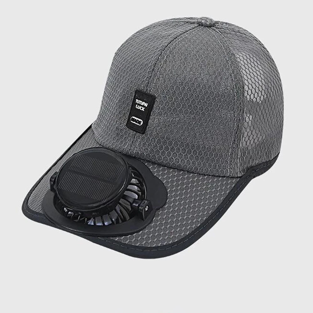 1PCS Adults Mesh Baseball Cap Fishing Beach Hats with Solar Fan, Summer UV Protection Sun Hat, Solar Powered/USB Charging Sunhat Peaceful Pleasures Health and Wellness DarkGray-1PCS