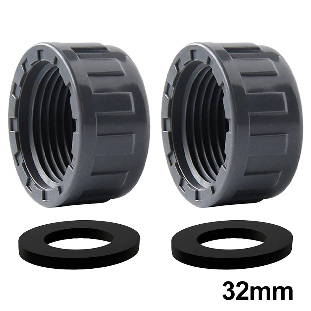 2-Pack PVC Female Thread End Cap 20/25/32mm + Rubber Seals
