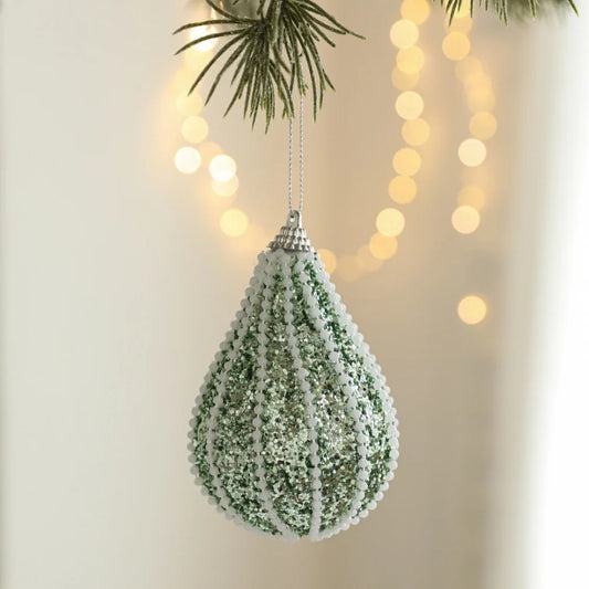 Green Glitter Foam Christmas Ball Ornament | Tree Hanging Decor Christmas Ornament Oasis Select