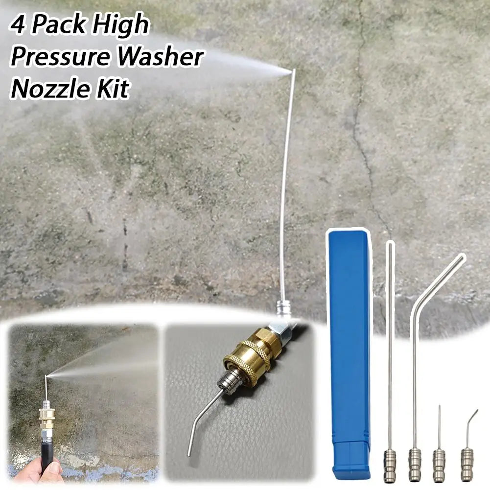 4Pc Cleaning Nozzle Water Gun High Pressure Needle Nozzle Straight/Side Jet For AC & Car Washer Tanks Gap Deep-Cleaning Peaceful Pleasures Health and Wellness