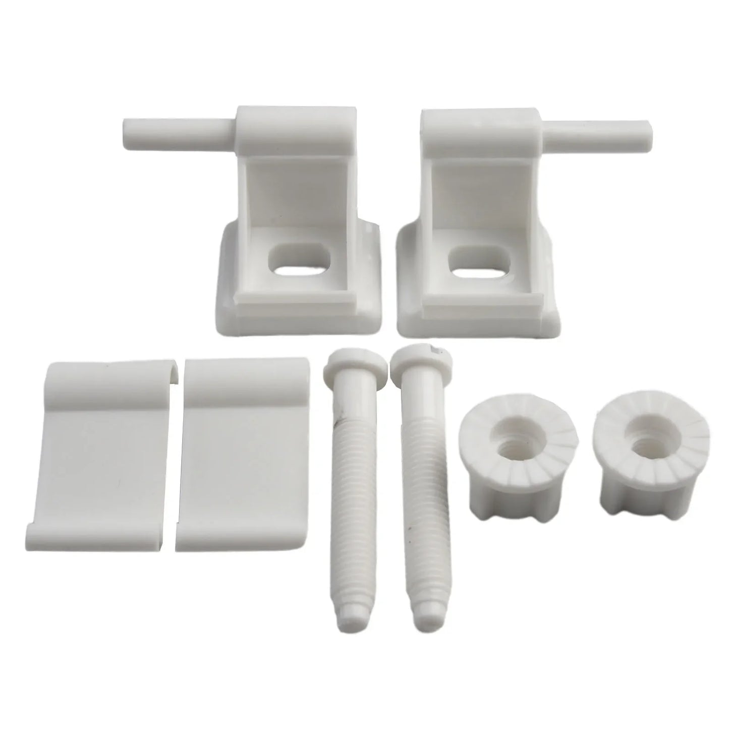 White Plastic Toilet Seat Hinge Replacement Kit with Bolts