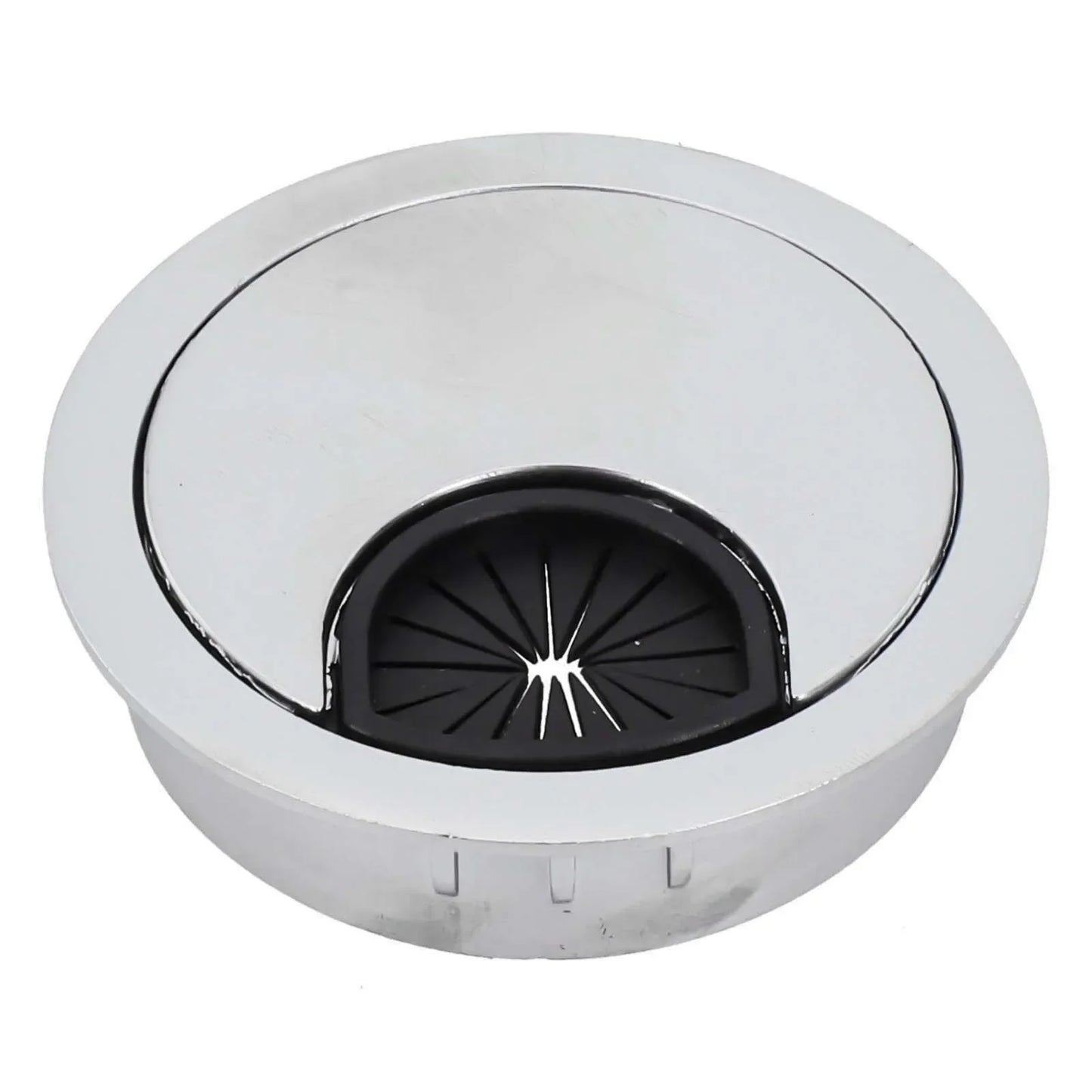 Chrome Zinc Alloy Desk Cable Hole Cover | Detachable Design