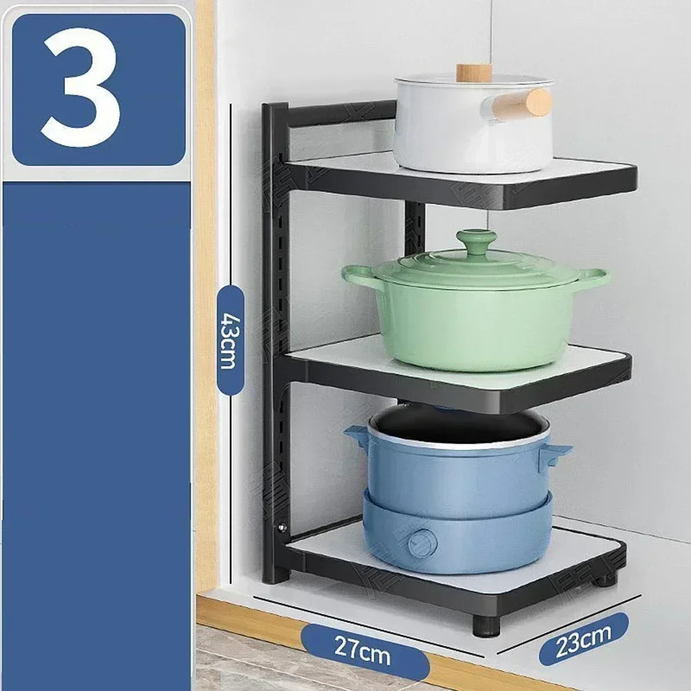 Multi-Layer Corner Kitchen Storage Rack | Carbon Steel