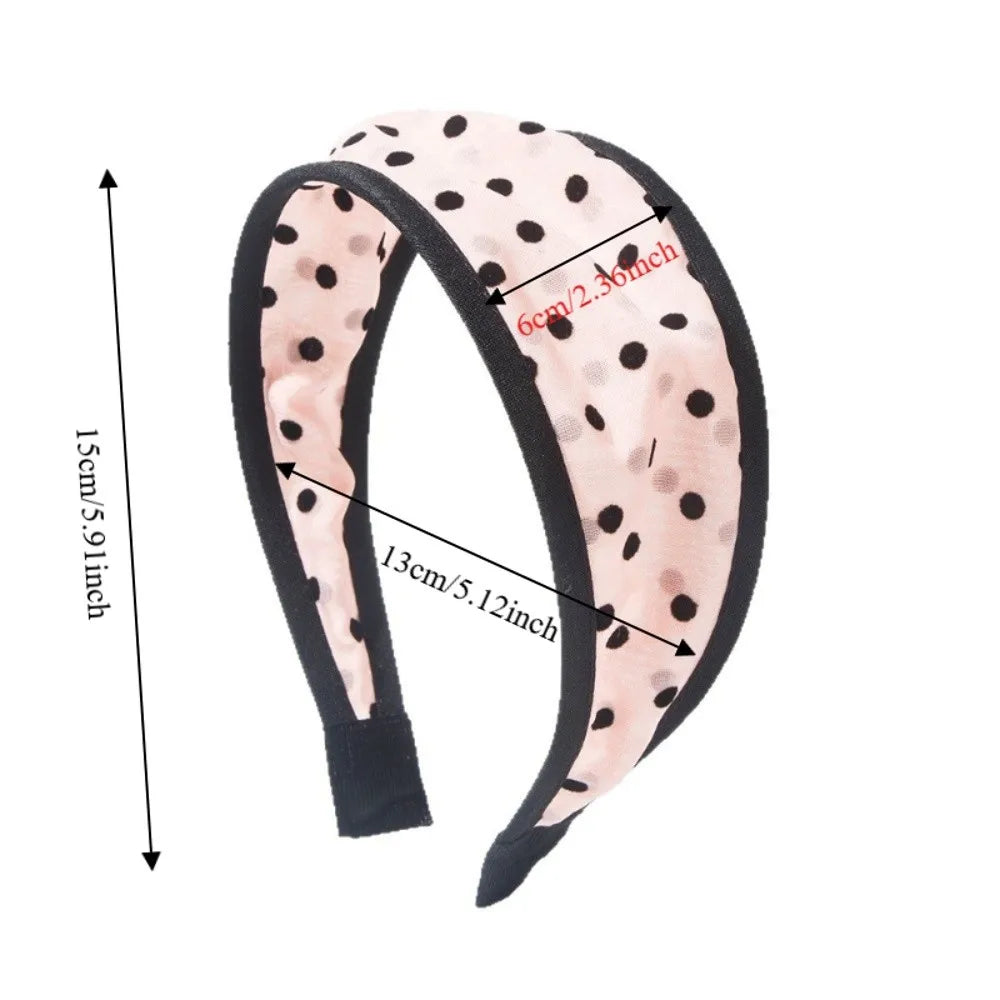 Polka Dot Mesh Wide Headband – Soft Non-Slip Hair Hoop Women Wide Hair Headband Peaceful Pleasures Health and Wellness