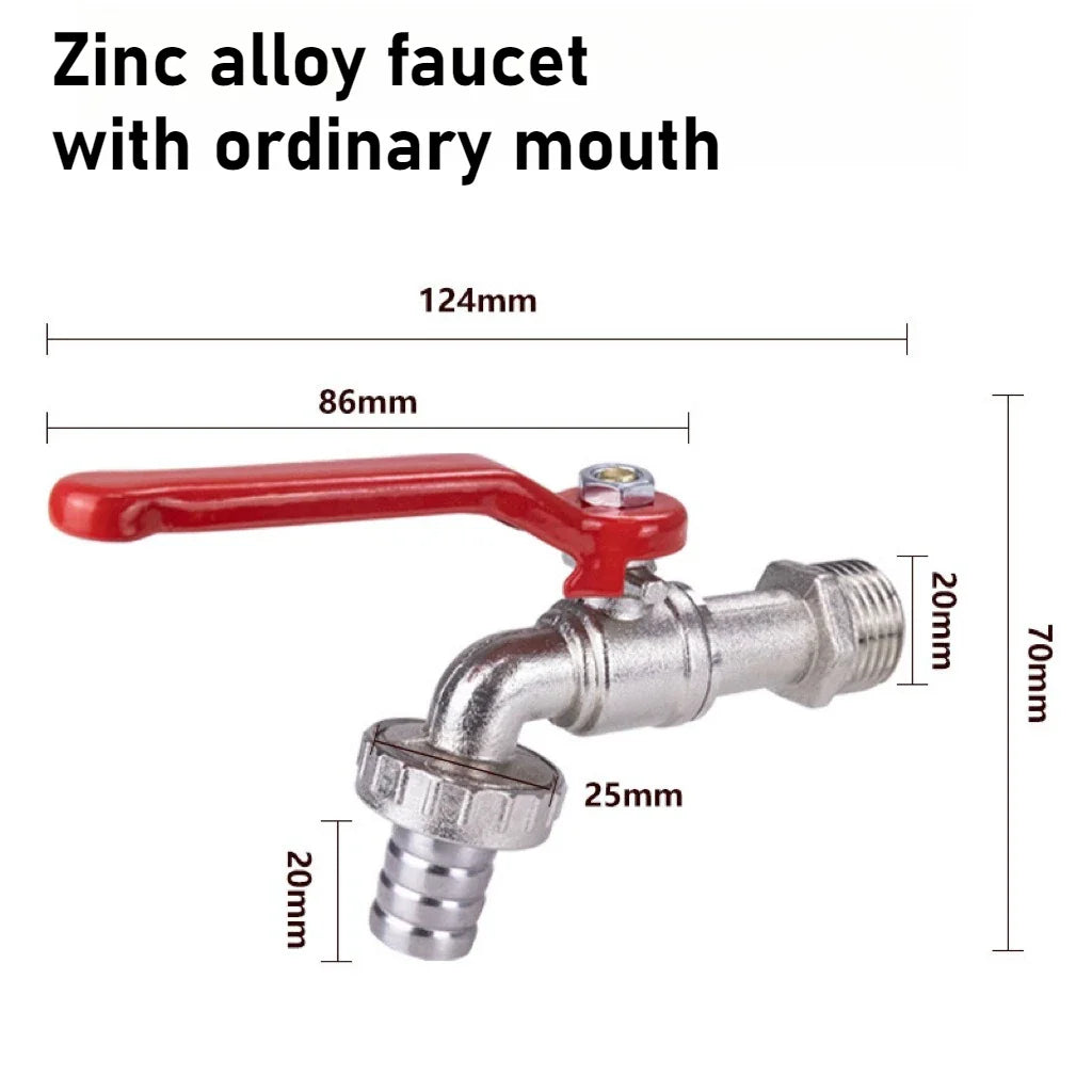 Zinc Alloy 1/2" Garden Faucet with Handle & Washing Machine Nozzle