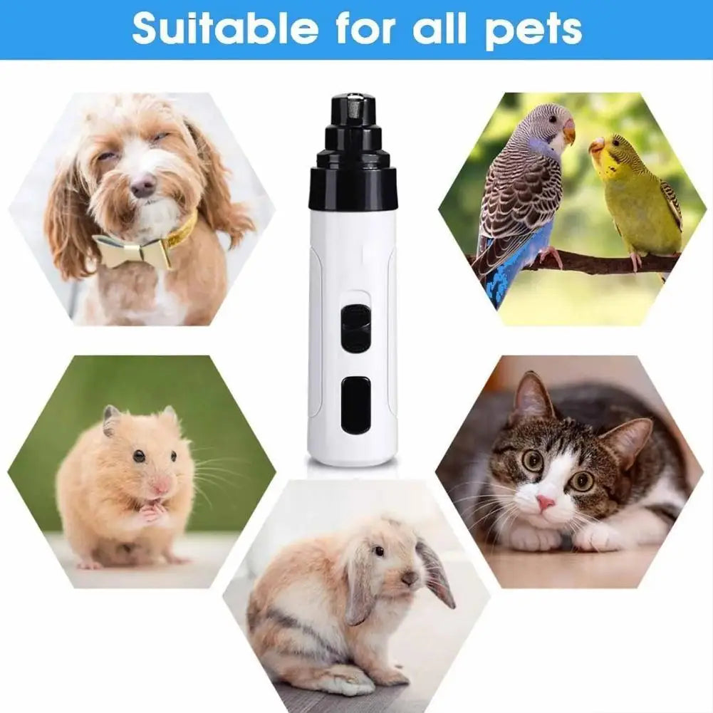 USB Rechargeable Dog Nail Grinder with LED | Quiet Pet Tool