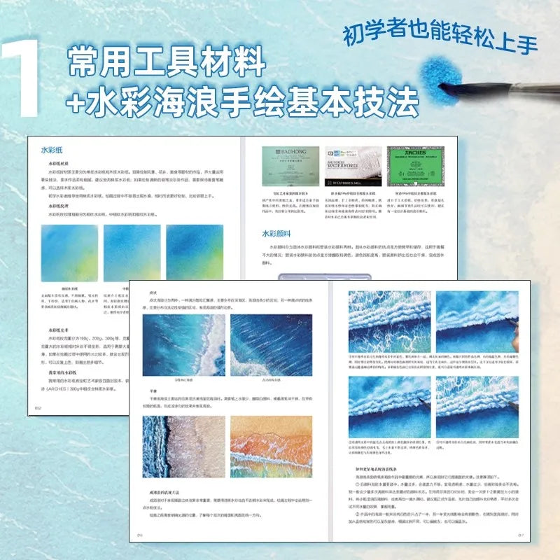 Watercolor Ocean Wave Art Tutorial Book Beginner-friendly Basic