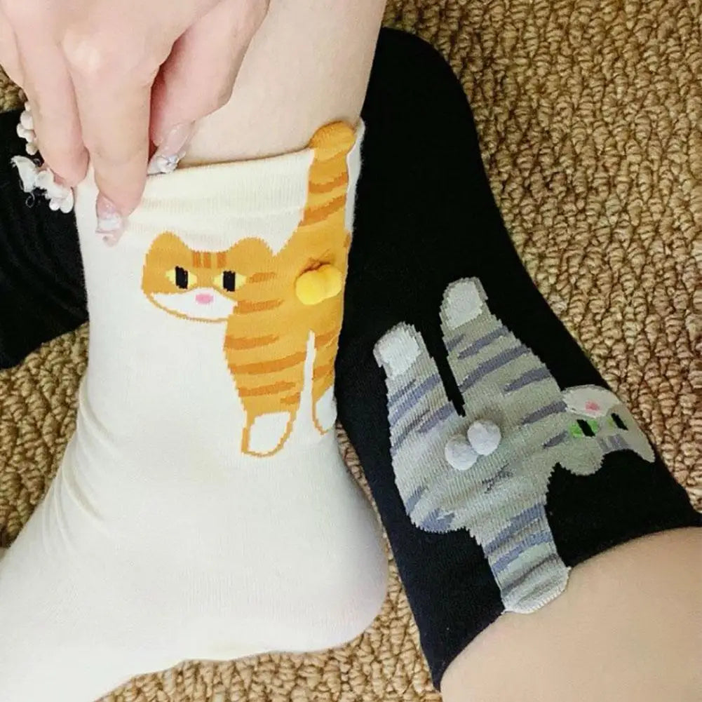 Cute Cat Novelty Socks – Soft Cotton Fun Gift for Women