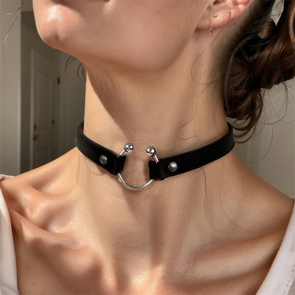 Fashion PU Leather Spiked Choker Punk Collar Women Men Rivets Studded