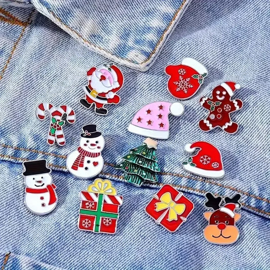 Christmas Brooch Pins – Santa, Elk & Snowflake | 1–20 PCS Holiday Brooch Pin Peaceful Pleasures Health and Wellness