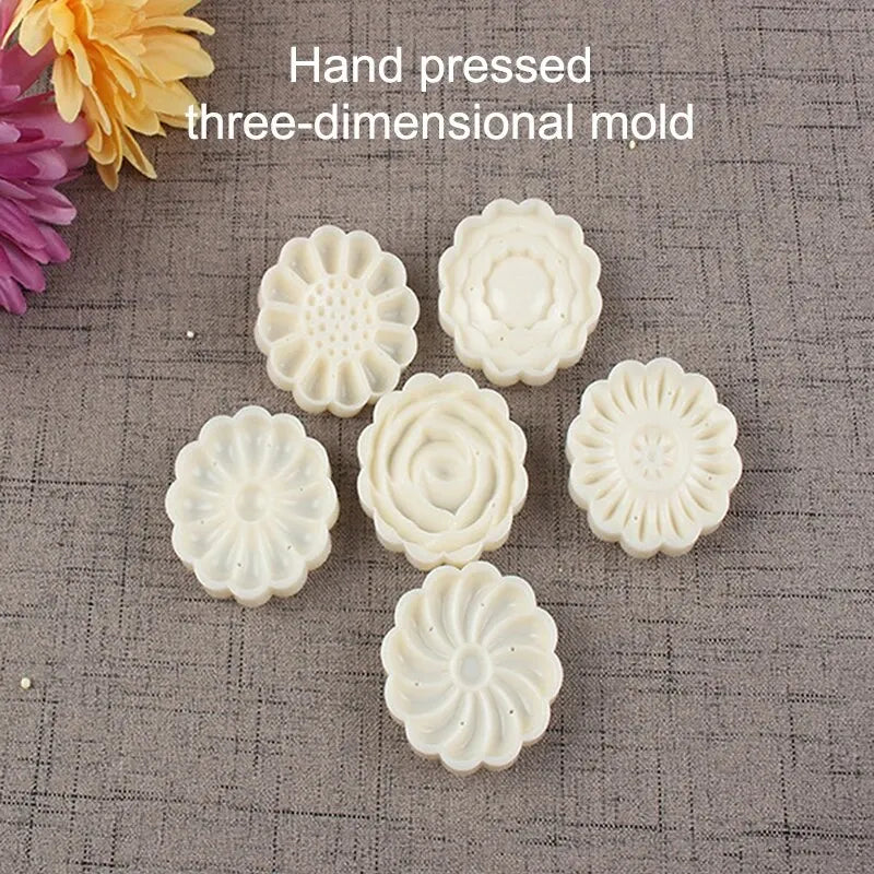 Mooncake Mold Mid-Autumn Festival Hand-Pressure Flower Moon Cake Mould DIY Hand Mooncake Pressure Fondant Decoration Tools Peaceful Pleasures Health and Wellness