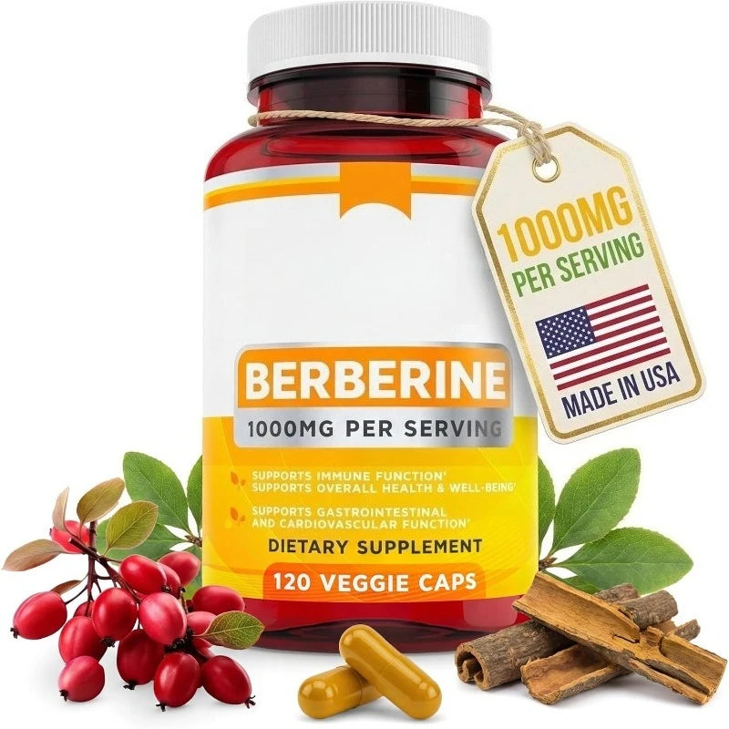 Berberine HCl 1000mg – Immune & Digestive Support | 120 Vegan Caps