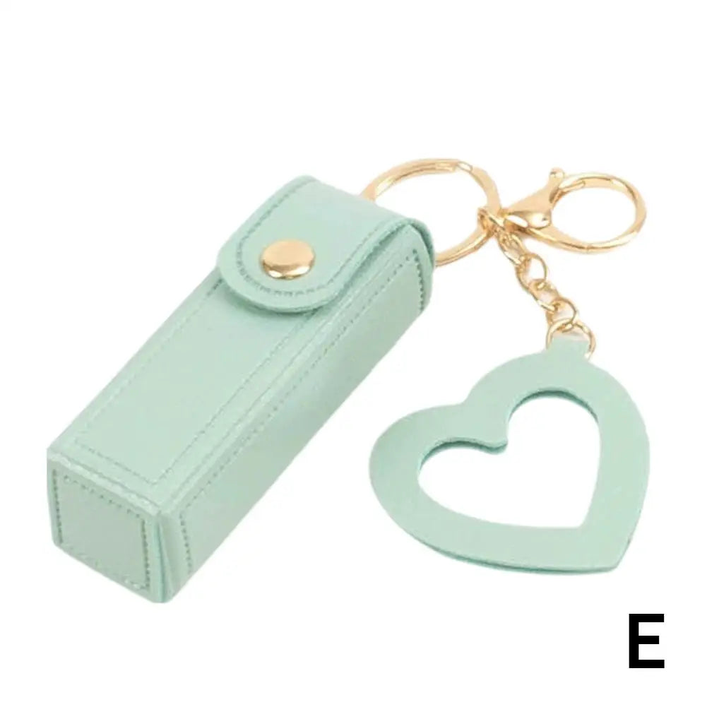 Mini PU Leather Lipstick Bag Keychain | Lip Gloss Holder Lipstick Bag Keychain Peaceful Pleasures Health and Wellness E