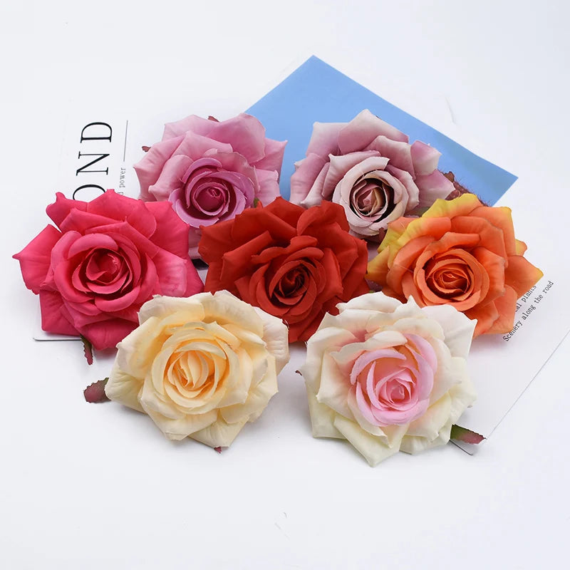 Artificial Silk Rose Flower Heads 5/10 Pcs – Wedding & Decor