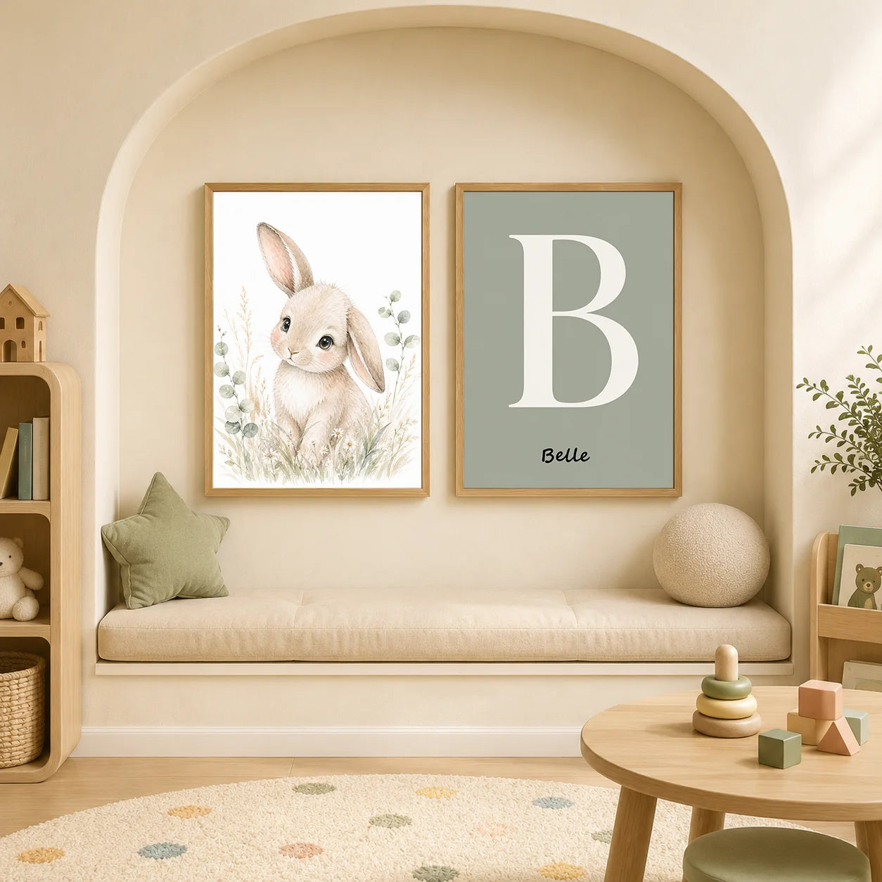 Personalized Letter Wall Art Cute Animal Canvas Painting Soft Nursery Poster Print Kids Room Wall Decor Peaceful Pleasures Health and Wellness