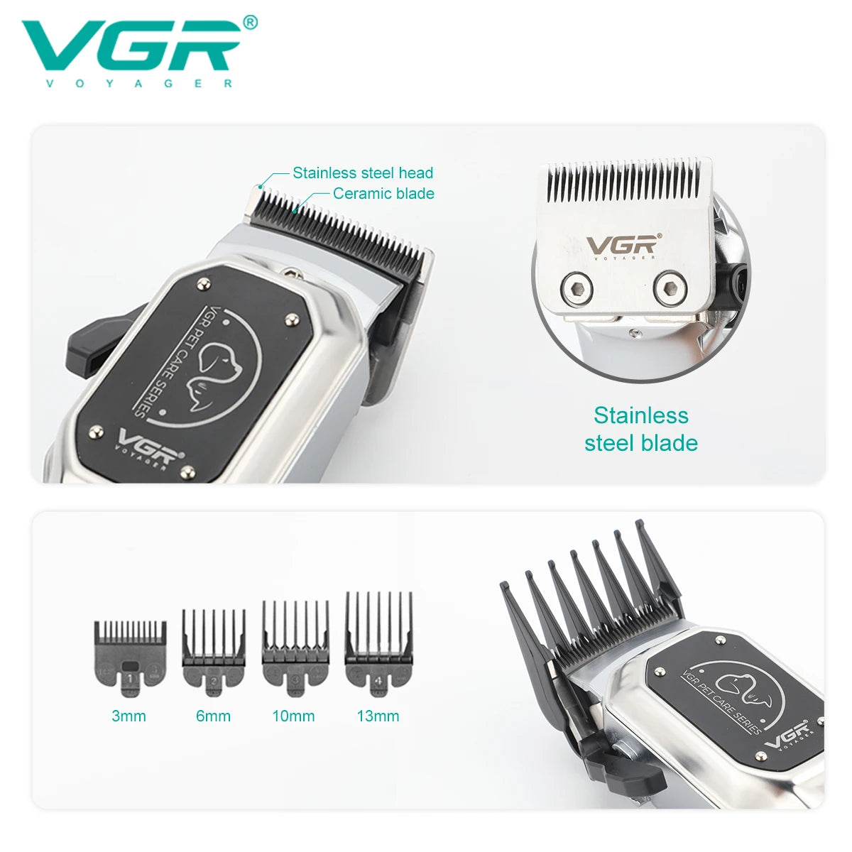 VGR Electric Pet Hair Trimmer Professional Dog Shaver Household Pet Hair Trimmer Metal LED Digital Pet Push Clipper V-201 Peaceful Pleasures Health and Wellness