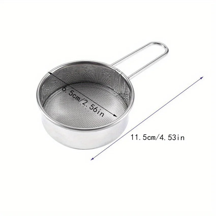 304 Stainless Steel Mini Sugar Powder Sieve Kitchen Baking Tools 40-mesh Filter Screen Cocoa Powder Spreader Baking Flour Sieve Peaceful Pleasures Health and Wellness SILVER