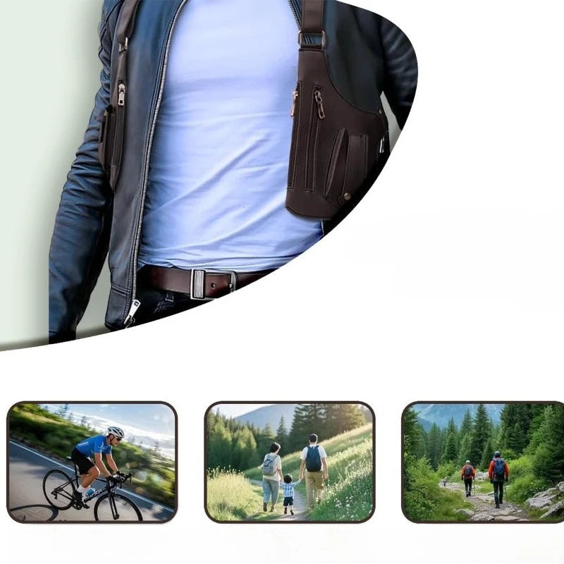 Outdoor Tactical Dual-shoulder Chest Bag for Men Multi-functional Retro Jacket Cycling Underarm Waterproof Leather Bag Peaceful Pleasures Health and Wellness