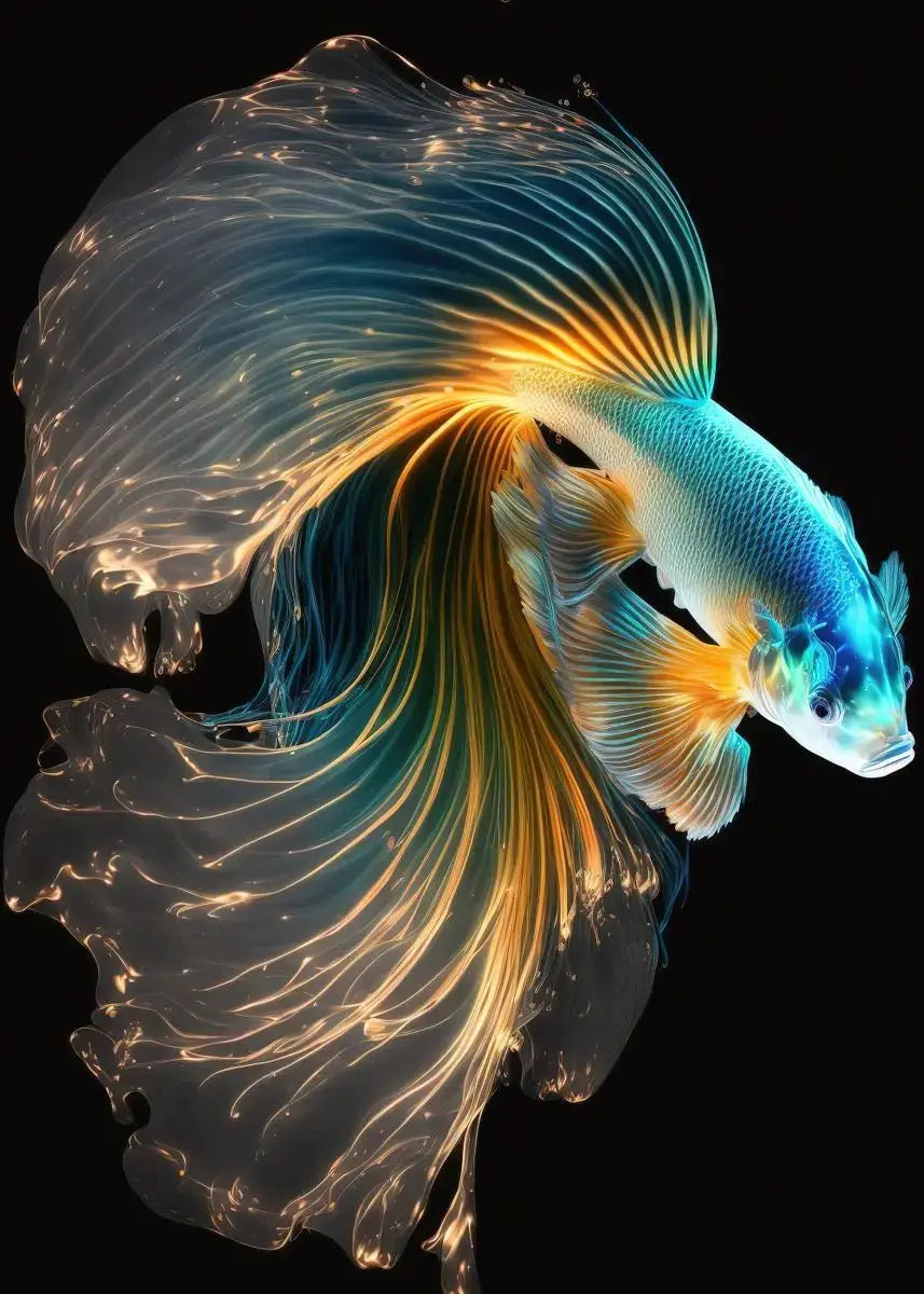 Tropical Fish Canvas Wall Art | Betta Goldfish Rainbow Fish Print