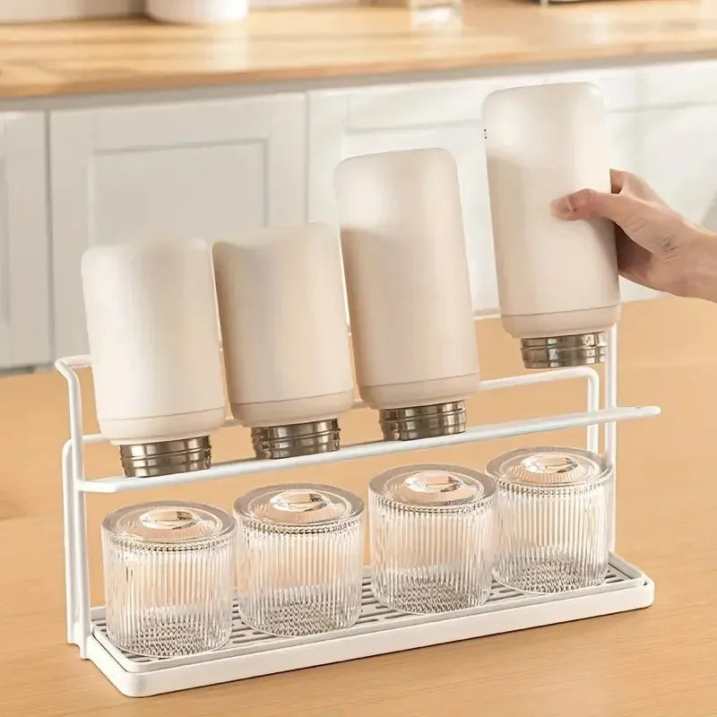 Double-Layer Cup Rack with Drain Tray | Kitchen Countertop Organizer