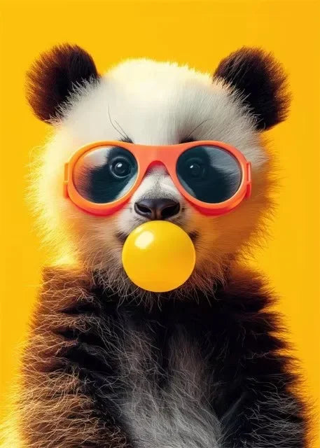 Cute Animals Pink Bubblegum Canvas Wall Art Print | Kids Decor