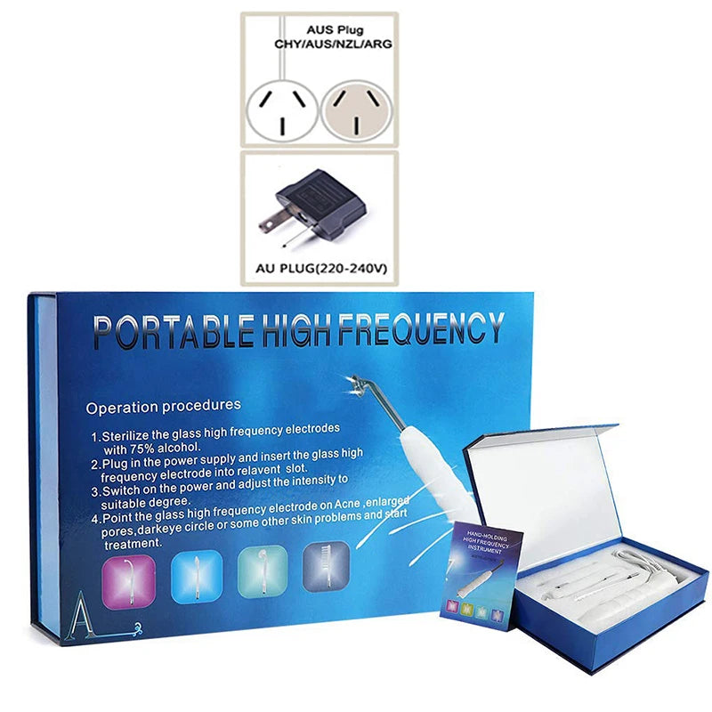 Portable Handheld 4 in 1 Skin Tightening Wrinkles Remover Therapy Puffy Eyes Care High Frequency Facial Wand Peaceful Pleasures Health and Wellness White-AU
