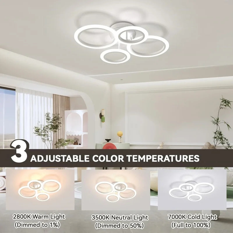 RUNTOIN LED Ring Ceiling Light Dimmable 2800K-7000K + Remote