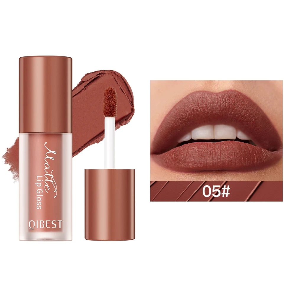 QIBEST Sexy Red Lasting Velvet Matte Lip Gloss Waterproof Nonstick Cup Liquid Lipstick Makeup For Women Beauty Lip Glaze Tint Peaceful Pleasures Health and Wellness 05