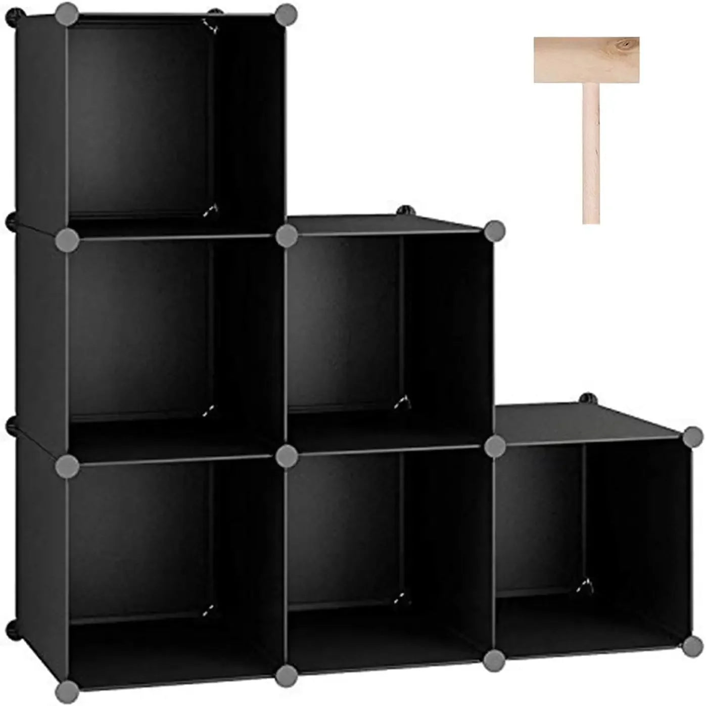 6-Cube Stackable Storage Organizer, Portable Bookshelf, DIY Modular Shelving Units for Home, Black Peaceful Pleasures Health and Wellness United States