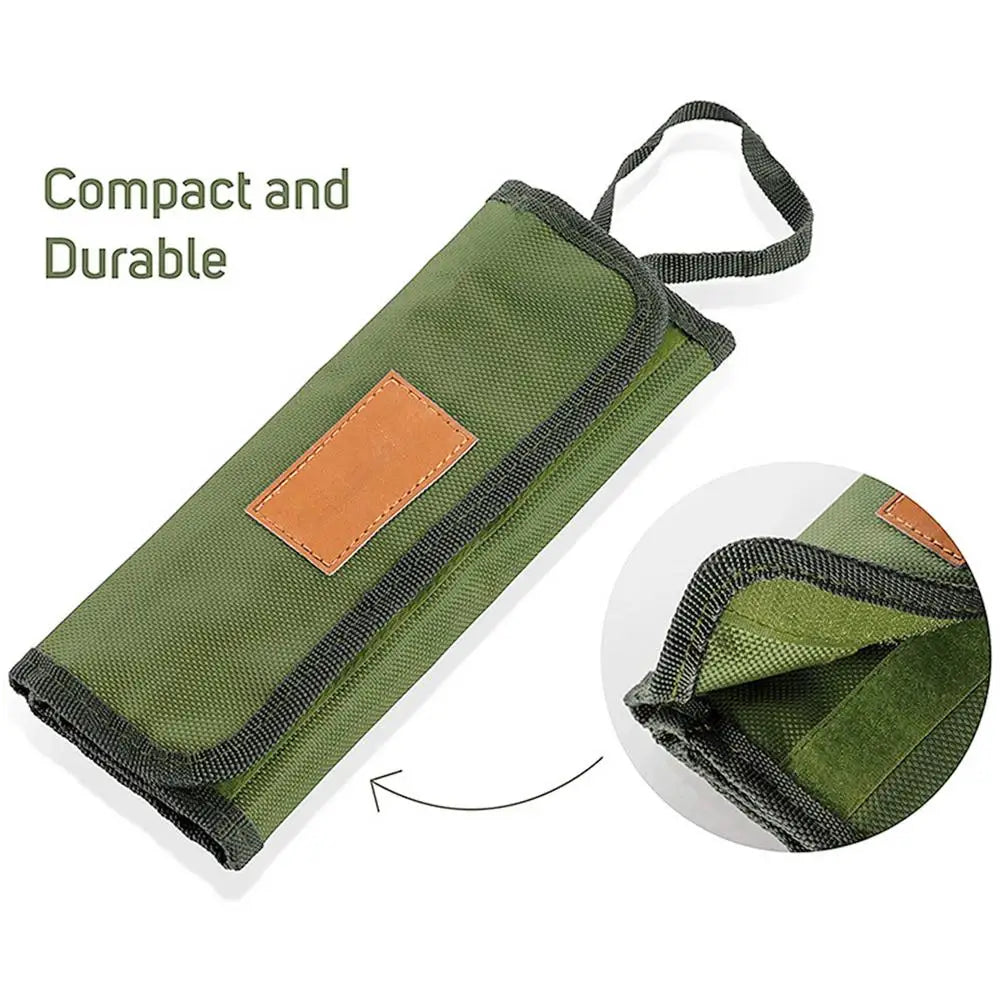 Roll-Up Camping Cutlery Bag – 13-Pocket Travel Organizer