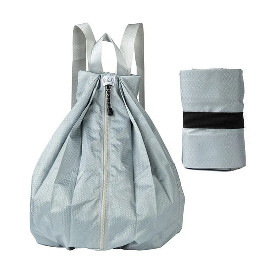 Foldable Waterproof Backpack – Lightweight Travel Bag Foldable Travel Backpack Peaceful Pleasures Health and Wellness Light grey