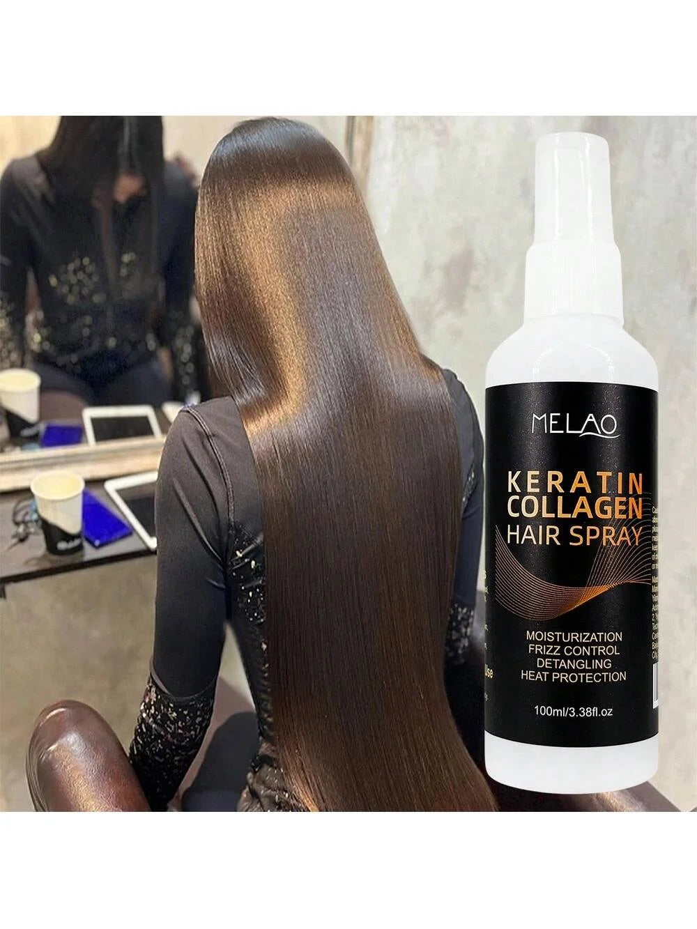 MELAO Collagen & Keratin Leave-In Hair Spray – Heat Protection Leave-In Hair Spray Peaceful Pleasures Health and Wellness