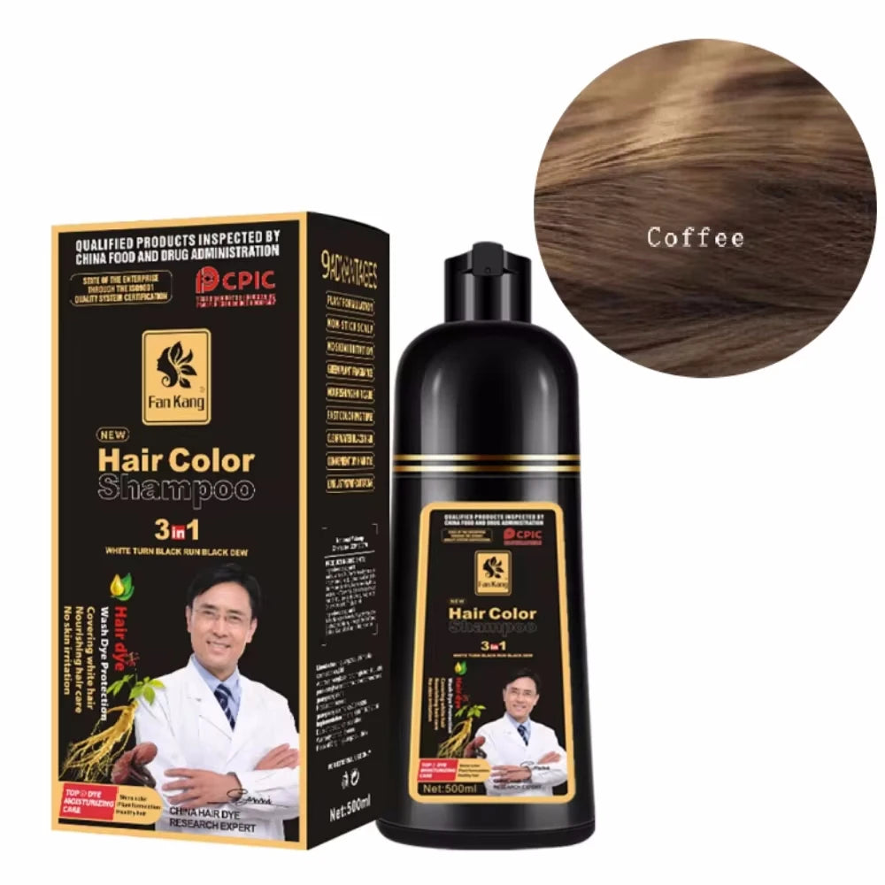 Hair Color Shampoo for Gray Hair 3 in 1 Black Hair Dye Shampoo for Women&Men Natural Herbal Safety Nourishing Hair Care Cream Peaceful Pleasures Health and Wellness Coffee