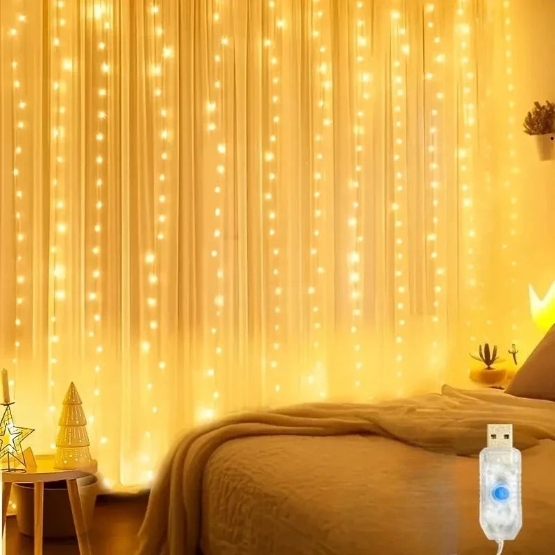 USB LED Fairy Curtain Light | Bedroom Window Holiday Decor