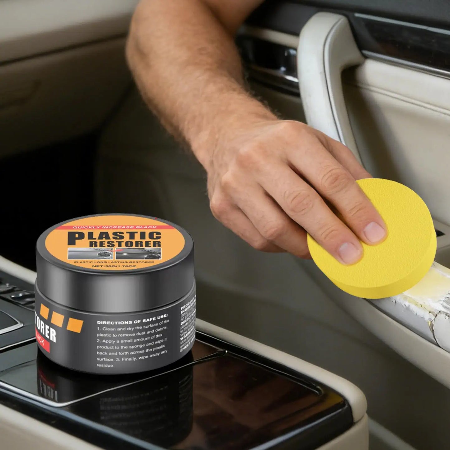 Car Trim Restorer Cream 50g | Plastic & Leather Cleaner