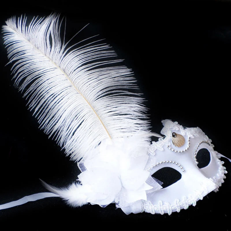 Venetian Feather Masquerade Mask for Women | Half Face