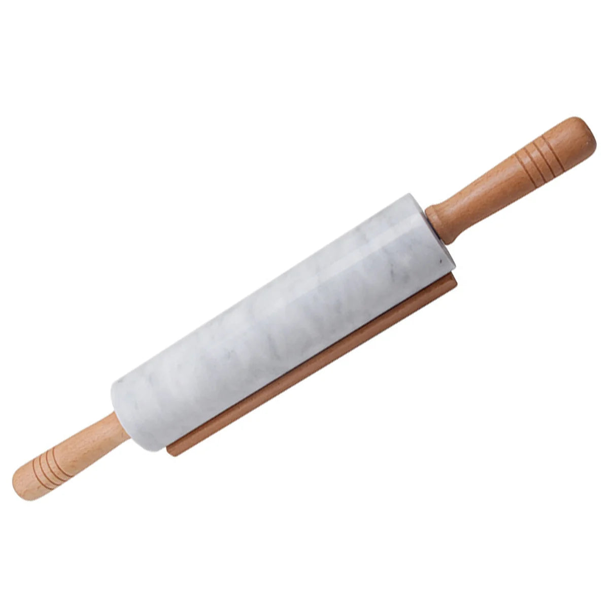 Leeseph Premium Marble Rolling Pin with Wooden Handles and Base, Easy to Clean, Perfect for Professional and Home Kitchens Peaceful Pleasures Health and Wellness White 48cm