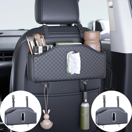 PU Leather Car Seat Back Organizer with Tissue Holder Car Seat Organizer Oasis Select
