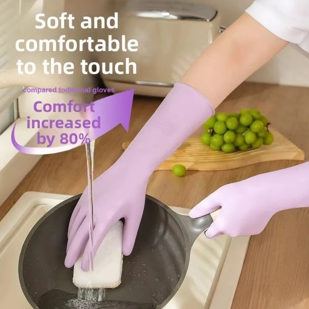 Reusable Latex Dishwashing Gloves – Non-Slip Waterproof Rubber