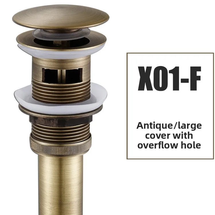Brass Round Bottle P-Trap 1-1/4" with Pop-Up Drain – Antique Kit