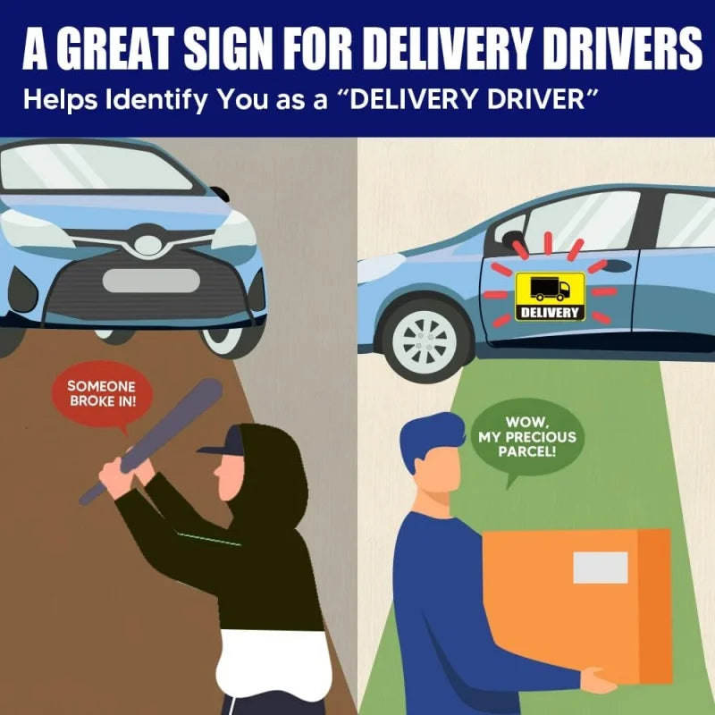 2-Pack Reflective Delivery Driver Car Magnets – Waterproof Signs