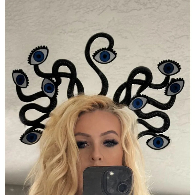 Surreal Multi Eye Snake Crown, Light Up Rave Headpiece, Evil Eye Trippy Headband for Cosplay Shoot, Halloween, Festival Costume Peaceful Pleasures Health and Wellness