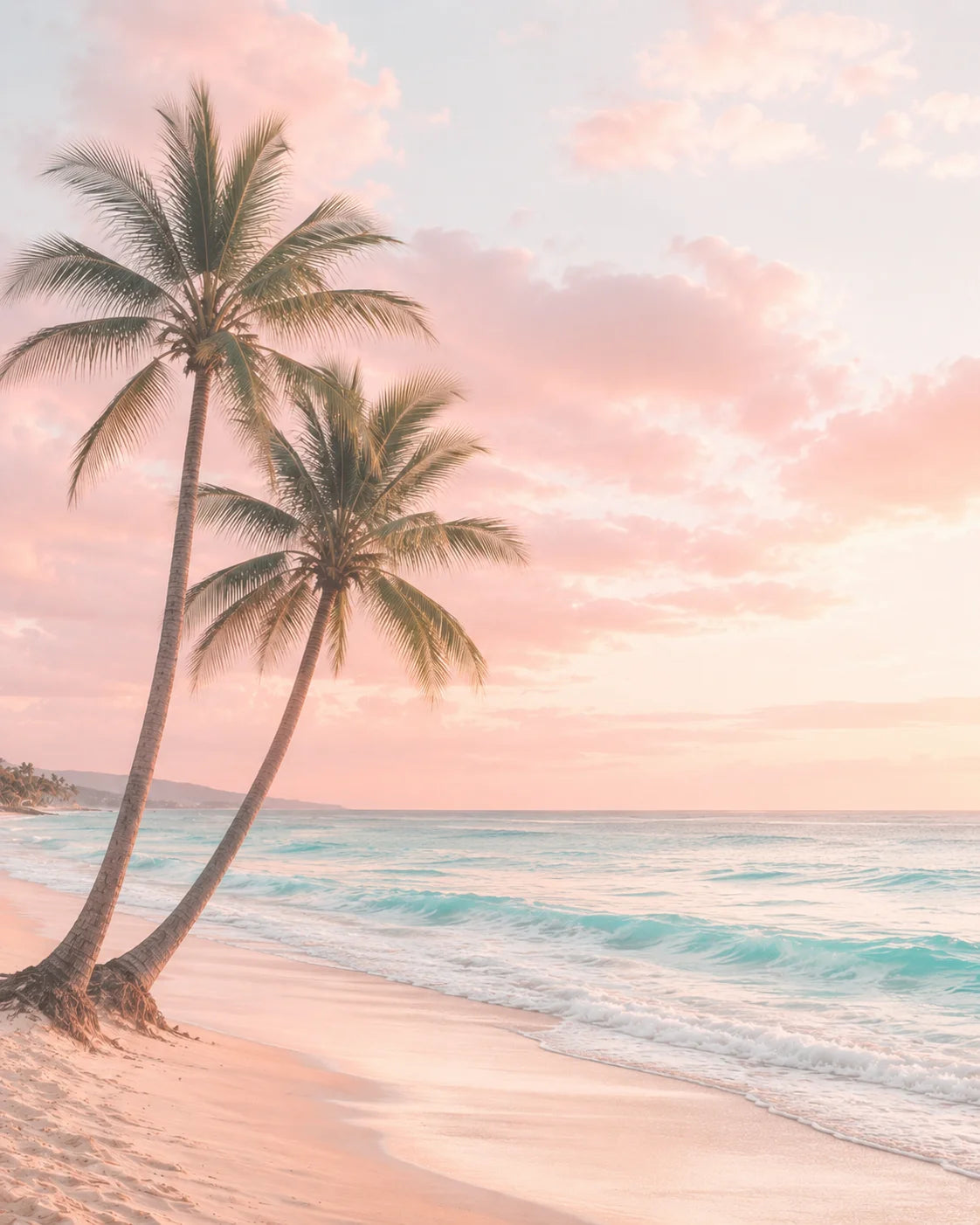 Nordic Coastal Beach Wall Art Pink Sunset Canvas Painting Tropical Ocean Palm Tree Poster Print Living Room Decor Peaceful Pleasures Health and Wellness 02 21X30cm No Frame China Mainland